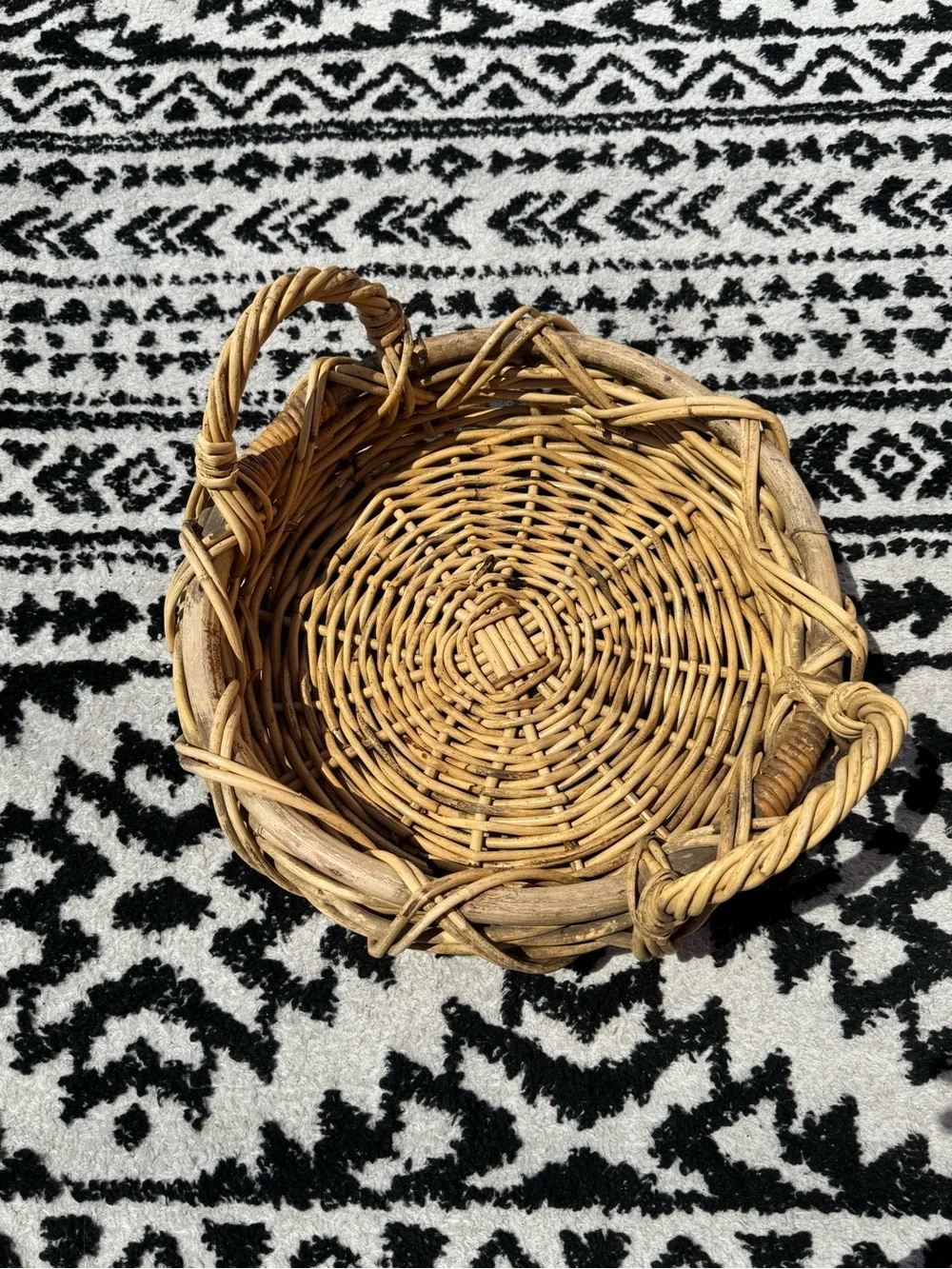 Handwoven Natural Rattan Basket - Tan